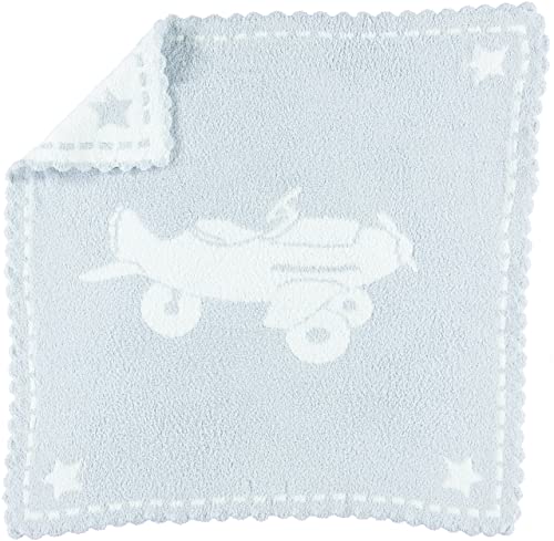 Barefoot Dreams CozyChic Scalloped Baby Receiving Blanket - Blue & White 30x 32 - color: Blue & White