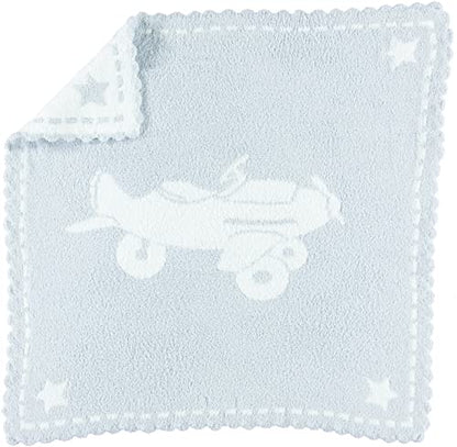 Barefoot Dreams CozyChic Scalloped Baby Receiving Blanket - Blue & White 30x 32 - color: Blue & White