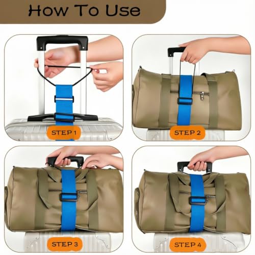 2Pack Adjustable Luggage Straps for Suitcases, Connect Bag to Suitcase (Blue) - color: Blue