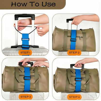 2Pack Adjustable Luggage Straps for Suitcases, Connect Bag to Suitcase (Blue) - color: Blue