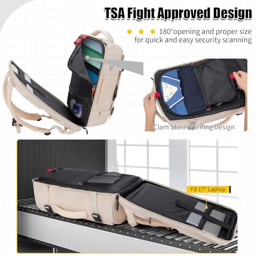 42L Carry On Travel Backpack With 4 Packing Cubes, TSA Friendly - color: Off-white