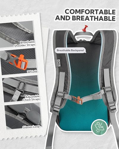 WATERFLY Small Packable Hiking Backpack: 10L Ultra-Light Daypack for Women - color: Grey