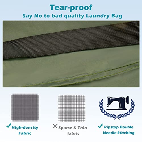 Coomee Heavy Duty Laundry Bag, 2 Pack XL Nylon Laundry Bags with Straps - color: Green, size: 41" x 28" x 1"