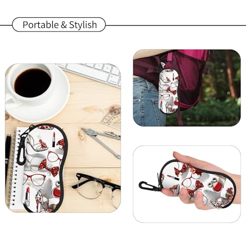 Hion Sunglasses Soft Case Ultra Light Neoprene Zipper Eyeglass Case With Belt Clip - color: 2b-red High Heels