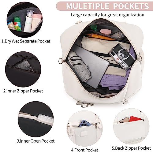 4PCS Weekender Bags for Women Large Overnight Weekend Travel Duffel Bags - color: White-FH