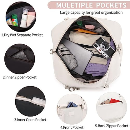 4PCS Weekender Bags for Women Large Overnight Weekend Travel Duffel Bags - color: White-FH