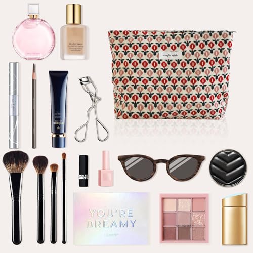 Wudygirl Makeup Bag for Women Travel Cosmetic Bag 10.5"x7.5" Boho Floral - color: Boho Floral