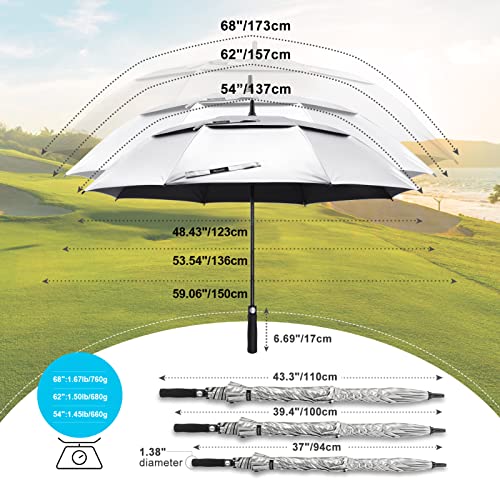 Gonex 62/68/72/80 Inch Golf Umbrella, Auto Open, Windproof, UV Protection - color: Silver/Black, size: 62 inch