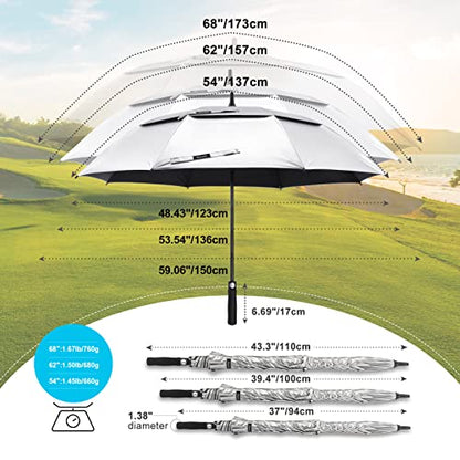 Gonex 62/68/72/80 Inch Golf Umbrella, Auto Open, Windproof, UV Protection - color: Silver/Black, size: 62 inch