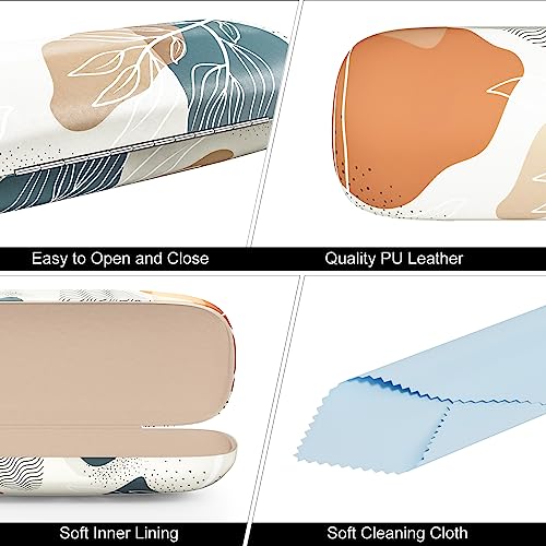 Eyeglasses Case, Hard Shell Protective Case for Glasses, Unisex for Women Men - color: Boho Leaf