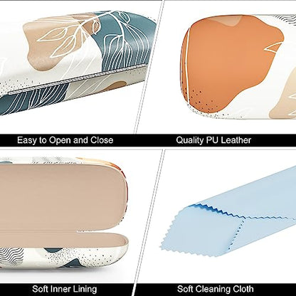 Eyeglasses Case, Hard Shell Protective Case for Glasses, Unisex for Women Men - color: Boho Leaf