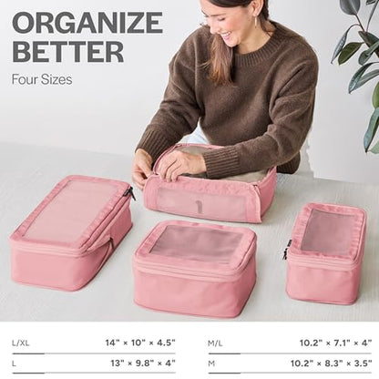 Aerotrunk 여행용 압축 패킹 큐브, 4팩, 핑크 - color: 장미., size: 4팩