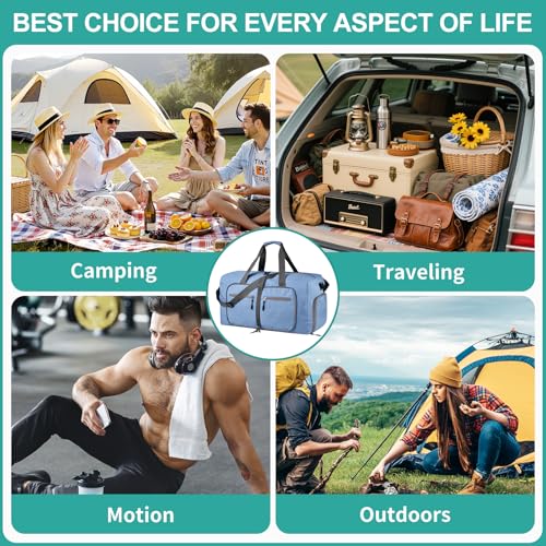 Dimayar 115L Foldable Duffle Bag, Travel & Weekend, Extended Trips - color: Blue, size: 115L