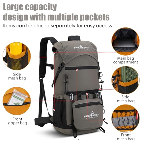 Bseash 30L Lightweight Hiking Backpack, Gray - color: Gray