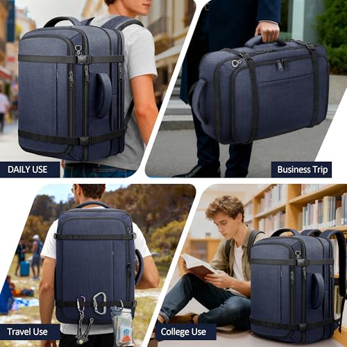 Travelability Carry On Backpack,Expandable 1-7 DAYS Roomy Travel Backpack - color: Blue, size: 18.4inch (22"x14"x5.5")