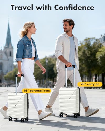 Lekesky 18 Inch Expandable Carry On Luggage Airline Approved, Beige - color: D-Beige, size: 18 Inch