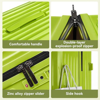 Luggage Sets 3 Piece Suitcase Spinner Hardshell TSA Lock, Green - color: Green