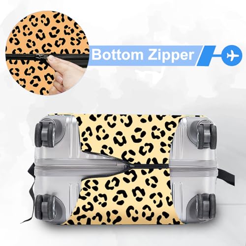 ANNA QUEEN Travel Luggage Cover Suitcase Protector Suitcase Cover Anti-Scratch,Stretchable Bag Cover Washable Durable Polyester - color: Leopard print pattern, size: M(fits 24-26Inch suitcase)