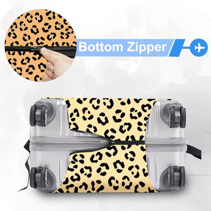 ANNA QUEEN Travel Luggage Cover Suitcase Protector Suitcase Cover Anti-Scratch,Stretchable Bag Cover Washable Durable Polyester - color: Leopard print pattern, size: M(fits 24-26Inch suitcase)