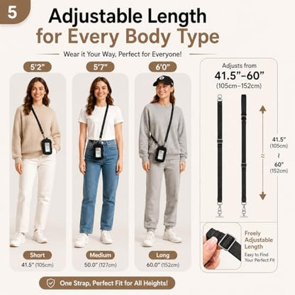 Clip and Go Strap for Phone,Crossbody Phone Lanyard Adjustable and Detachable Wristlet Wallet with ID Window