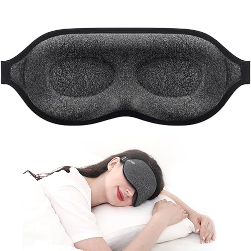 MZOO Luxury Sleep Mask, 3D Spacious for Long Lashes Blocking Light - color: M-gray (Black Edge)