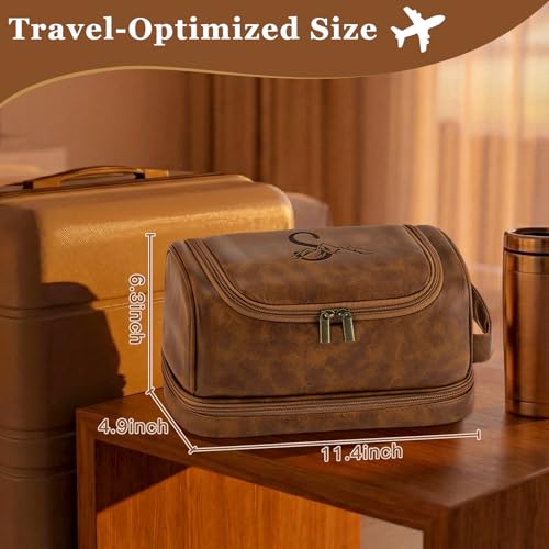 Personalized Husband Birthday Gift Travel Toiletry Bag for Men Him - color: Light Brown, style: C