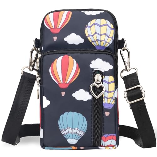 Small Crossbody Bags for Women, Universal Pouch Wallet Cell Phone Purse Lightweight Pockets Handbags Mini Shoulder Bag - color: 011 Cloud Hot Air Balloon