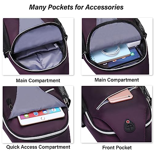MOSISO Small Sling Bag for Men, Crossbody Shoulder Chest Daypack Bag - color: Purple