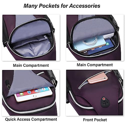 MOSISO Small Sling Bag for Men, Crossbody Shoulder Chest Daypack Bag - color: Purple