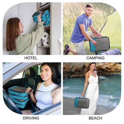 Packing Cubes for Travel,4 Set Packing Cubes for Suitcases,Lightweight Mesh Luggage Organizer Bag with Double Zipper,Blue - color: Blue