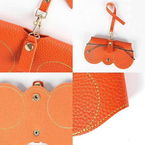 Soft Leather Sunglasses Bag, Portable Leather Glasses Case Holder Sunglasses Pouch, glasses Organizer Bag with Strap - color: Gray