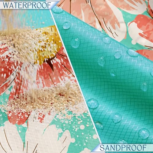 Beach Blanket Waterproof Sandproof 78''X81''/78''X110'' Large Beach Towel - color: Flowers, size: 78''X81"