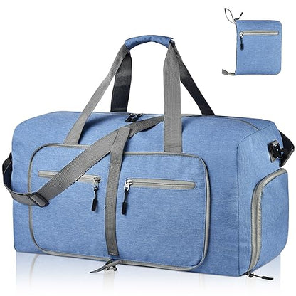 Dimayar 40L Foldable Duffle Bag for Travel, Lightweight Weekender Bags - color: Blue, size: 40L