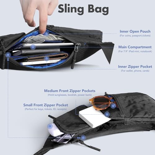 hk Sling Bag for Men with 3‑Layer Sailcloth‑Inspired Performance Fabric - color: Black