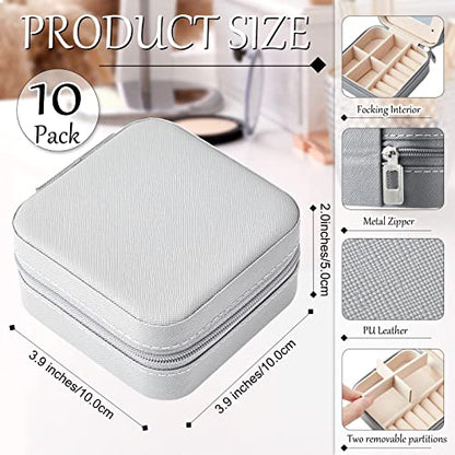 Bucherry 10 Pcs Mini Travel Jewelry Case with Mirror - color: Multi Colors