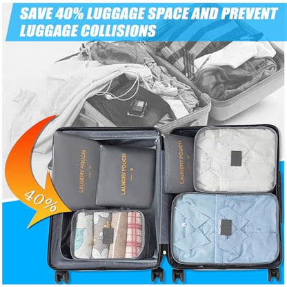Packing Cubes 6 Set Travel Essentials for Carry on Luggage Organizers Suitcase Travel Accessories (Grey) - color: Grey 6 Set