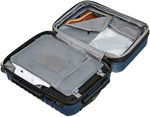 Amazon Basics 21" Hardside Carry-On Luggage with TSA Lock, Expandable, Organized Interior with Divider and Pockets, Spinner Wheels, Navy Blue - style: Navy Blue - Standard