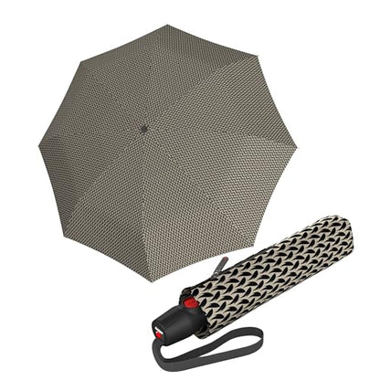 Knirps T.200 Duomatic Compact Rain Umbrella in Elemental Black – Wind Tunnel Tested to 93 mph, Aluminum Steel Fiberglass Frame, 38in Canopy, OEKO-TEX, High-Performance Automatic Travel Umbrellas - color: Elemental Black