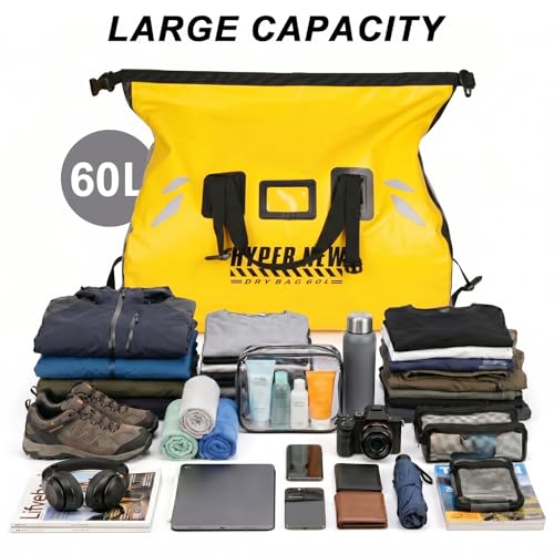 60L Waterproof Bag,Waterproof Dry Bag for Men & Women,Yellow - color: yellow