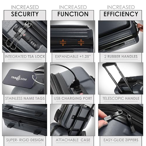 TRAVELARIM 4 Piece Luggage Sets with Spinner Wheels, Travel Suitcase Set - color: Grey, size: 4 Piece Set (20/24/28)