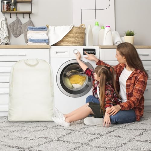 3pcs Cotton Laundry Hamper Baskets Replacement Liner Bags | Laundry bins Replaced Liner Bags, Breathable Laundry Drawstring Backpack Bags with Carrying Handles, Large Size, college - color: Beige,3pcs