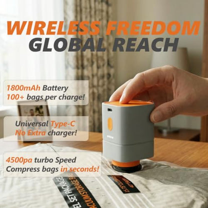 Rechargeable Wireless Pump Travel Vacuum Bags Set - size: 12 Combo Size