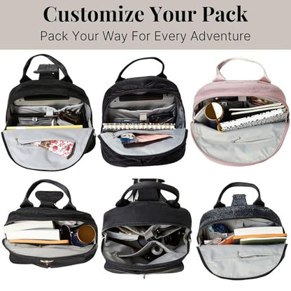 Baggallini Naples Convertible Backpack - Travel Sling Crossbody - 12" Nylon Handbag w/ RFID & Padded Tablet Sleeve - color: Silver Metallic Quilt