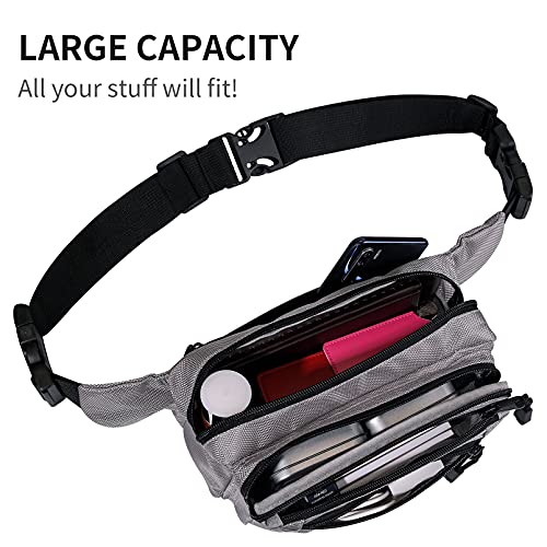 USPECLARE Clear Fanny Pack Stadium Approved Large Multi-Purpose Waist Bag - color: Grey, style: 1-pack-nylon