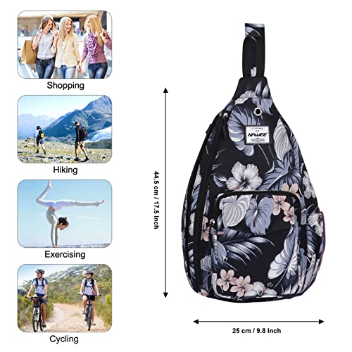 Backpack Sling for Women Anti-Water Crossbody Bag Inclined Adjustable Pack - color: Hibiscus