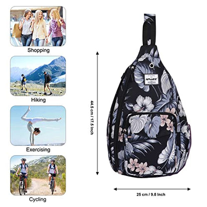 Backpack Sling for Women Anti-Water Crossbody Bag Inclined Adjustable Pack - color: Hibiscus
