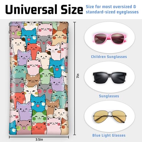 Soft Glasses Case for Sunglasses Eyeglass Slim Pouch - color: Cats