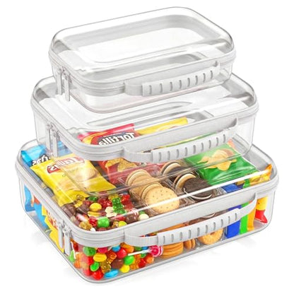 Clear Hard Shell Zipper Organizer Cases, 3 Pack with Handles - color: White1