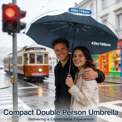 ZOMAKE Travel Umbrella Compact - 10 Ribs Portable Collapsible Umbrellas for Rain Windproof - Paraguas Automatic Small Folding Umbrella Lightweight Packable Umbrella for Women Men - color: Blue