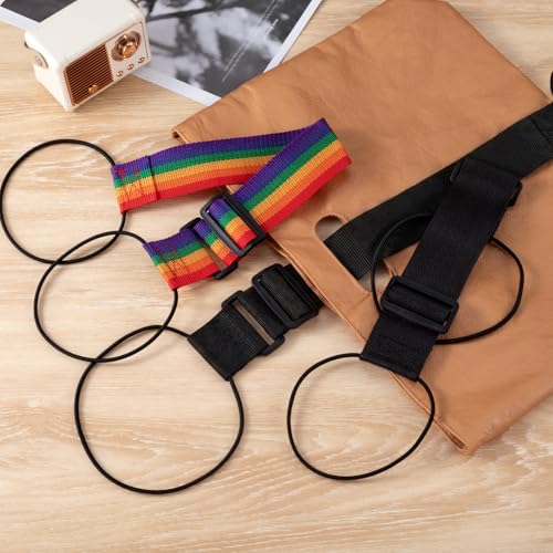 4 Pcs Luggage Connector Straps, Adjustable Luggage Straps for Suitcases - color: Black, Rainbow, 4pcs
